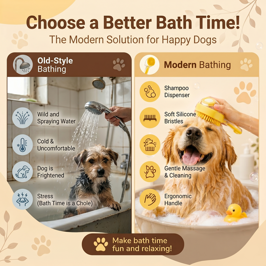 2-in-1 Dog Bath Brush with Shampoo Dispenser