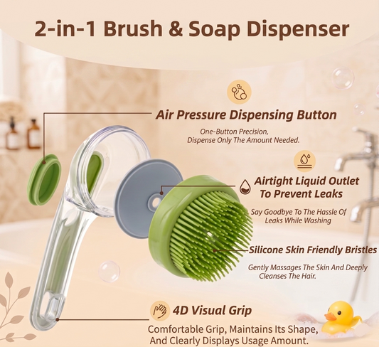 2-in-1 Dog Bath Brush with Shampoo Dispenser